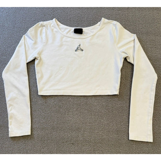JORDAN Women's Crop Top Tight Fit Shirt M Long Sleeve Shirt Nike Air Knit Black