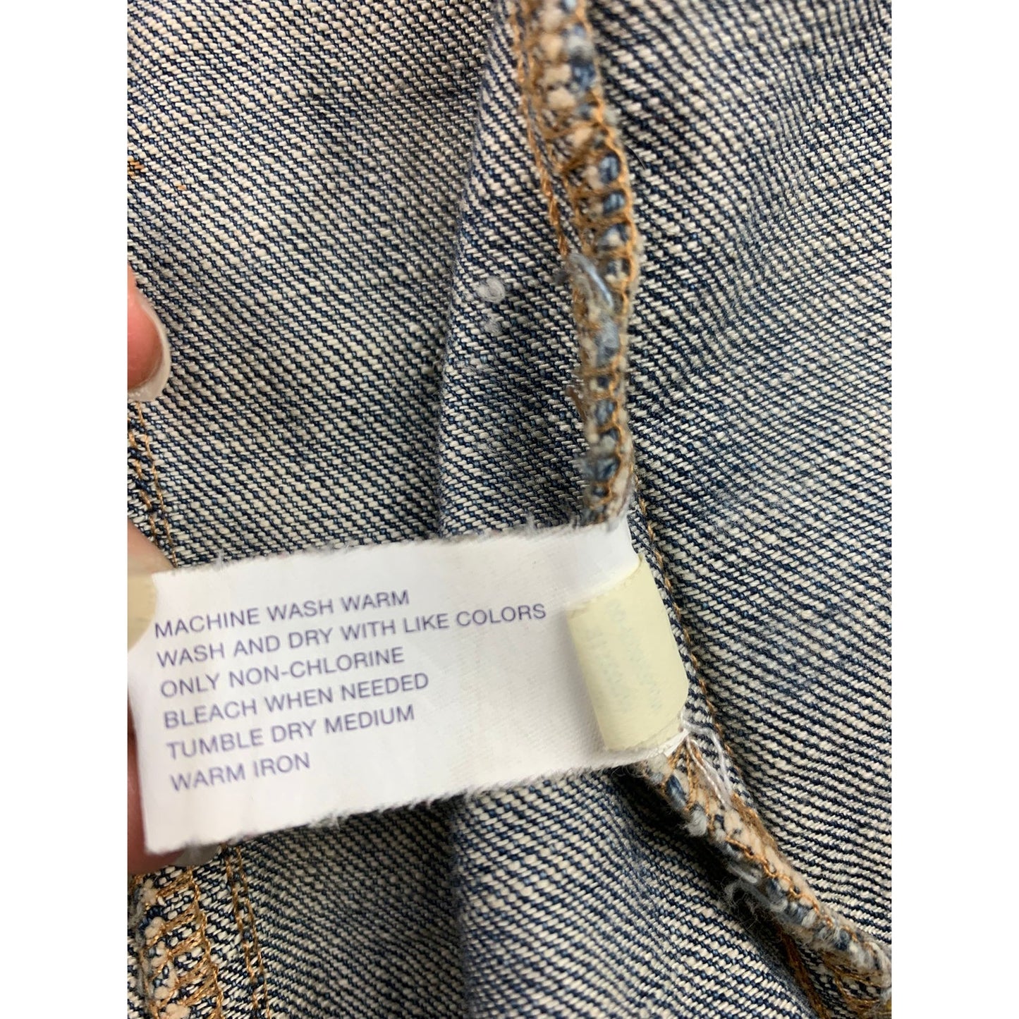 Vintage Y2K Gap Women's Large Blue Washed Distressed Fit Denim Jacket