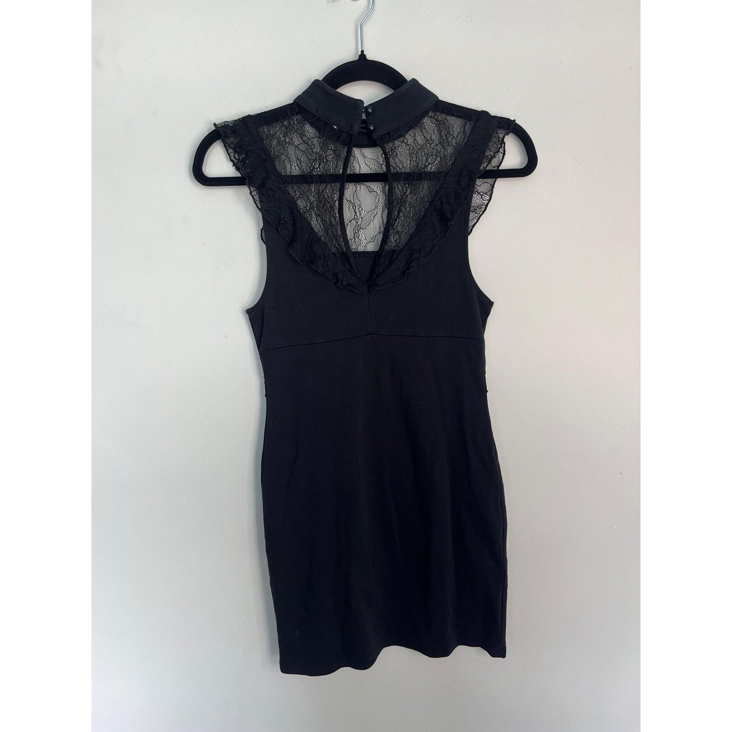 Free People Black Lace Back Sleeveless Mini Dress Women XS Gothic Mesh Detail