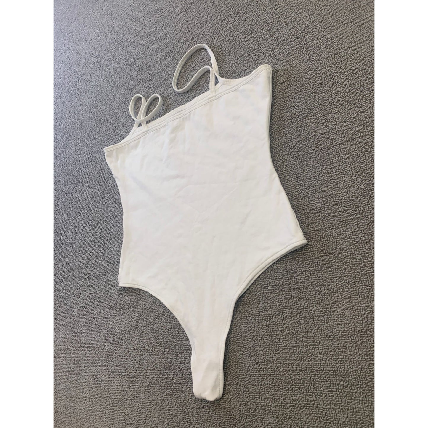 ATM Women Small Petite White Spaghetti Strap Bodysuit