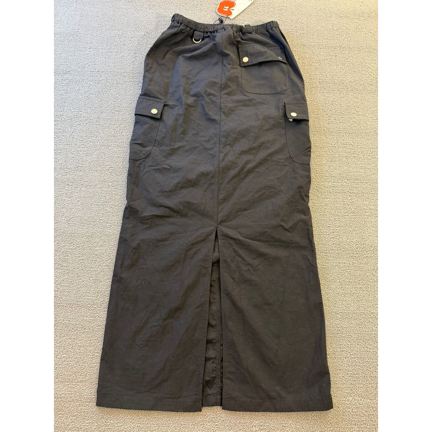 CIDER XS Womens Black Cargo Maxi Skirt Casual Adjustable Wais