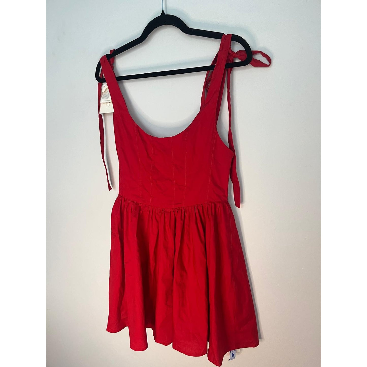 The Great Red Mini Dress Women 2 Tie Strap Cotton Fit And Flare NWT