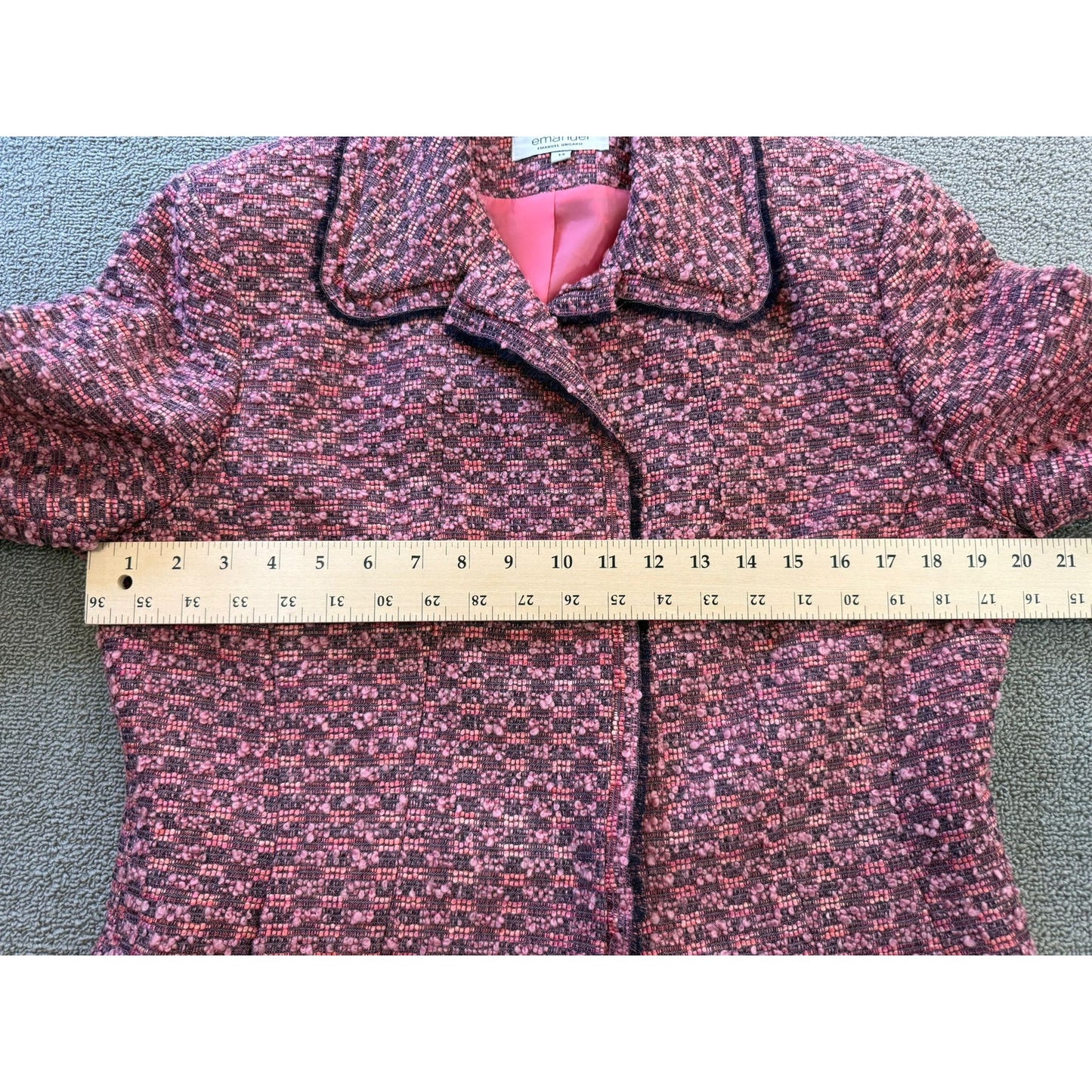 Emanuel Ungaro Size 14 Womens Pink Tweed Blazer Jacket