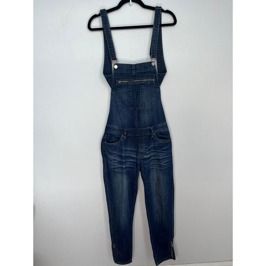 BlankNYC Denim Overalls Women 27 Blue Medium Wash Adjustable Straps Zippered Bib