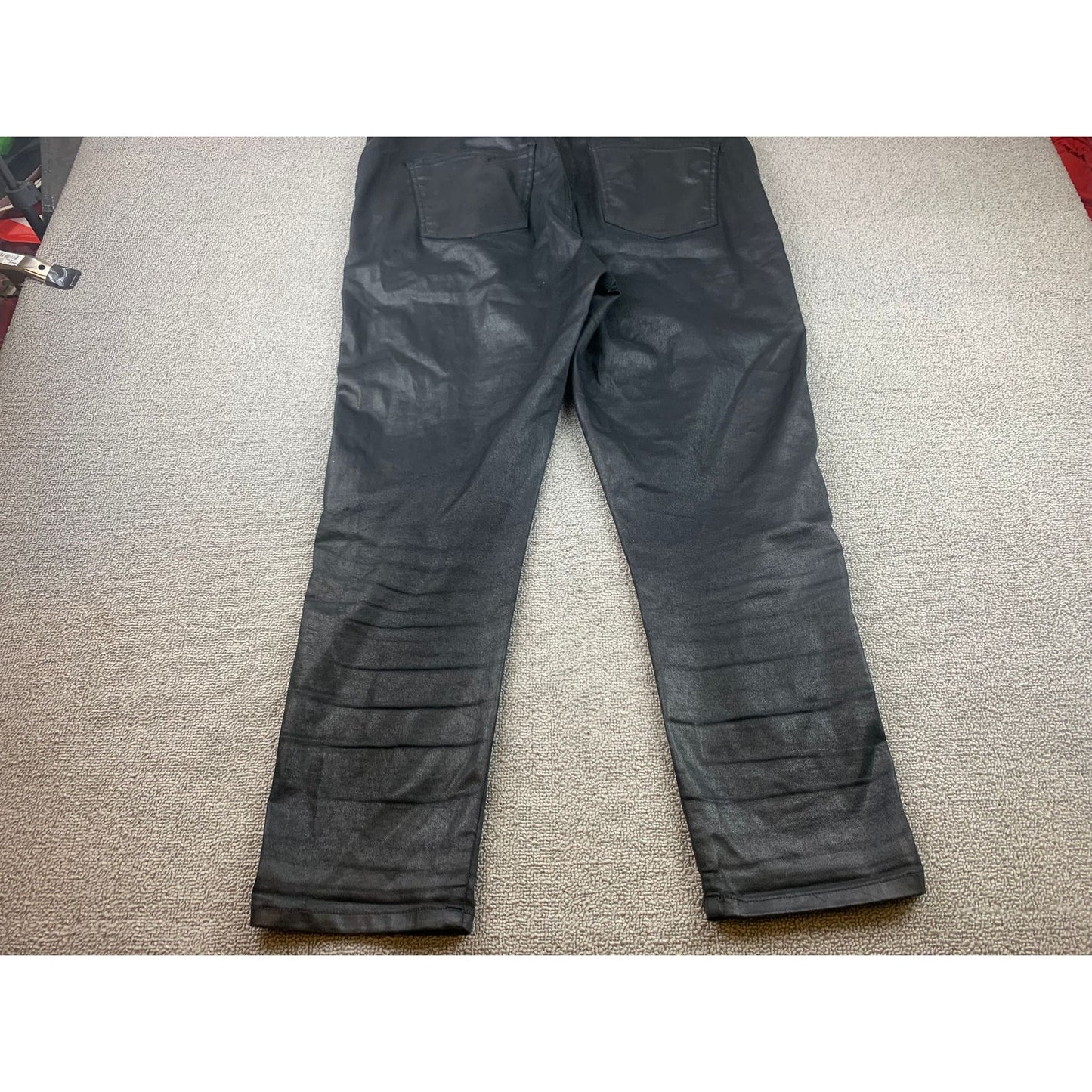 Current/Elliott Women's 3 Black Coated Denim Overalls Jumpsuit Pants