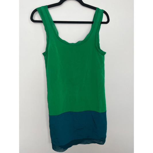 Thakoon Sleeveless Colorblock Dress Women 4 Green Blue Chiffon Shift