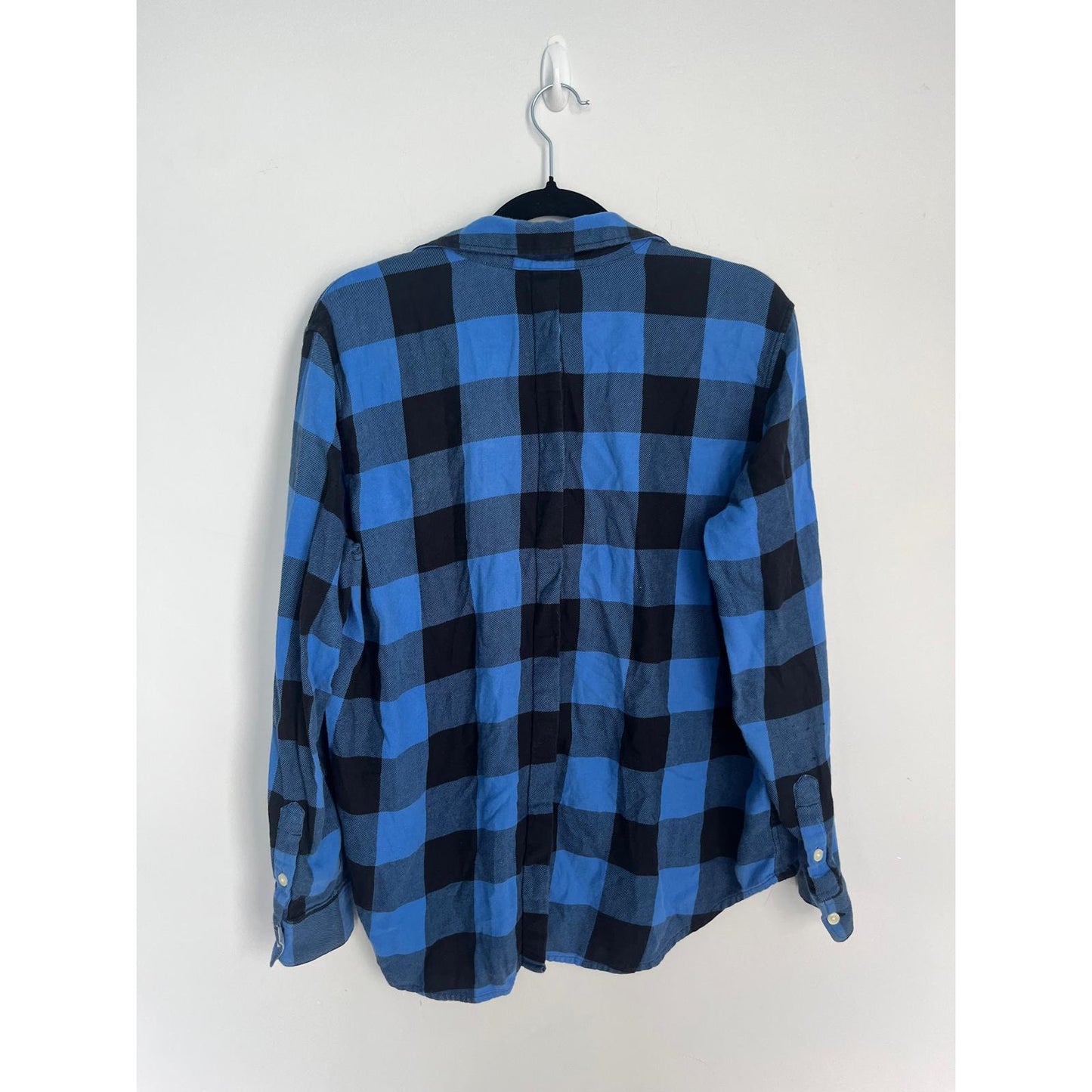 Levi's Plaid Button Down Shirt Womens M Boyfriend Fit Blue Black Flannel