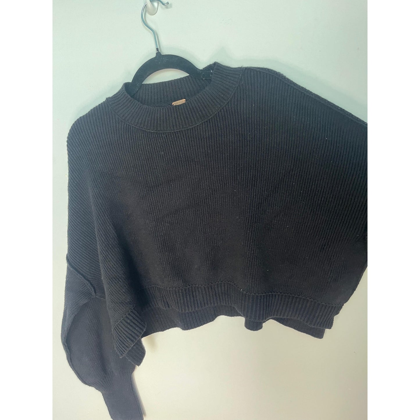 Free People Black Knit Sweater Women S Cropped Drop Shoulder Pullover