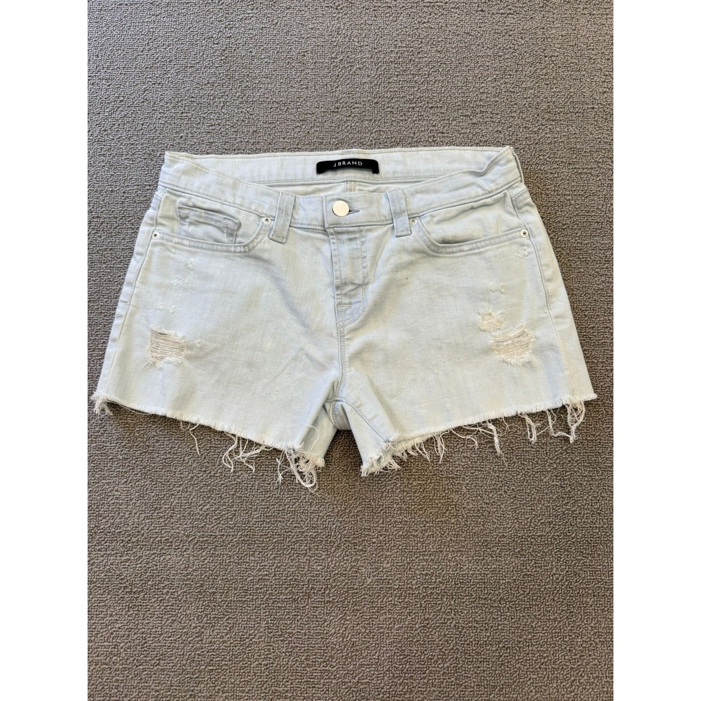 J Brand Womens Size 26 Light Wash Distressed Denim Shorts Frayed Hem Cutoff