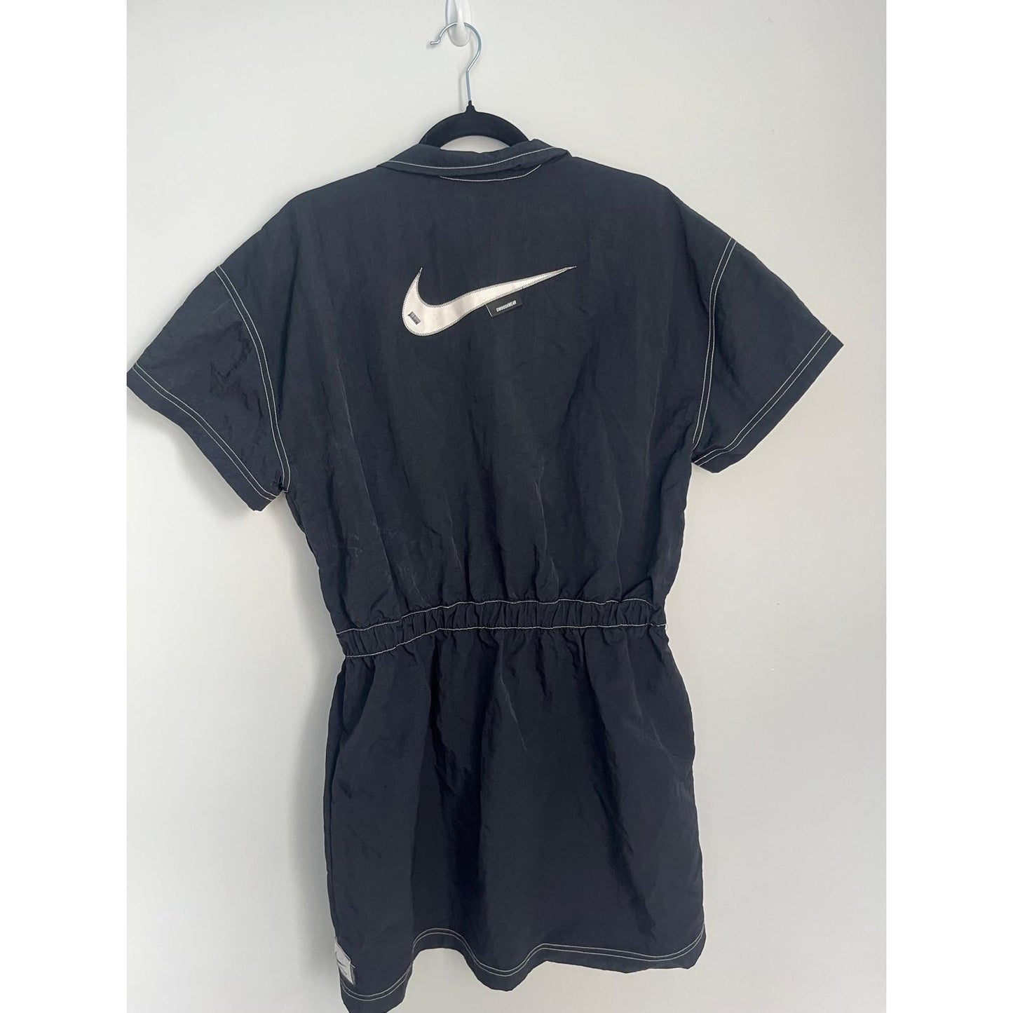 Nike Quarter Zip Mini Dress Women L Black Athletic Dress With Contrast Stitching