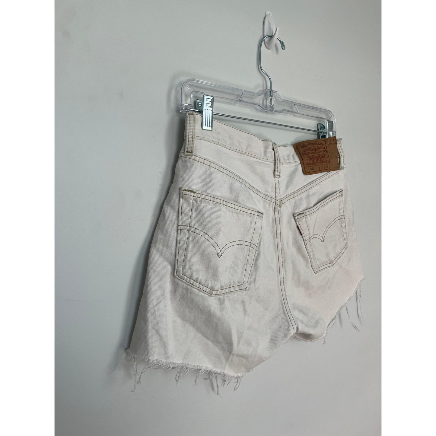 Levi's 501 Vintage Cutoff Shorts Women 30 White Denim High Rise Raw Hem