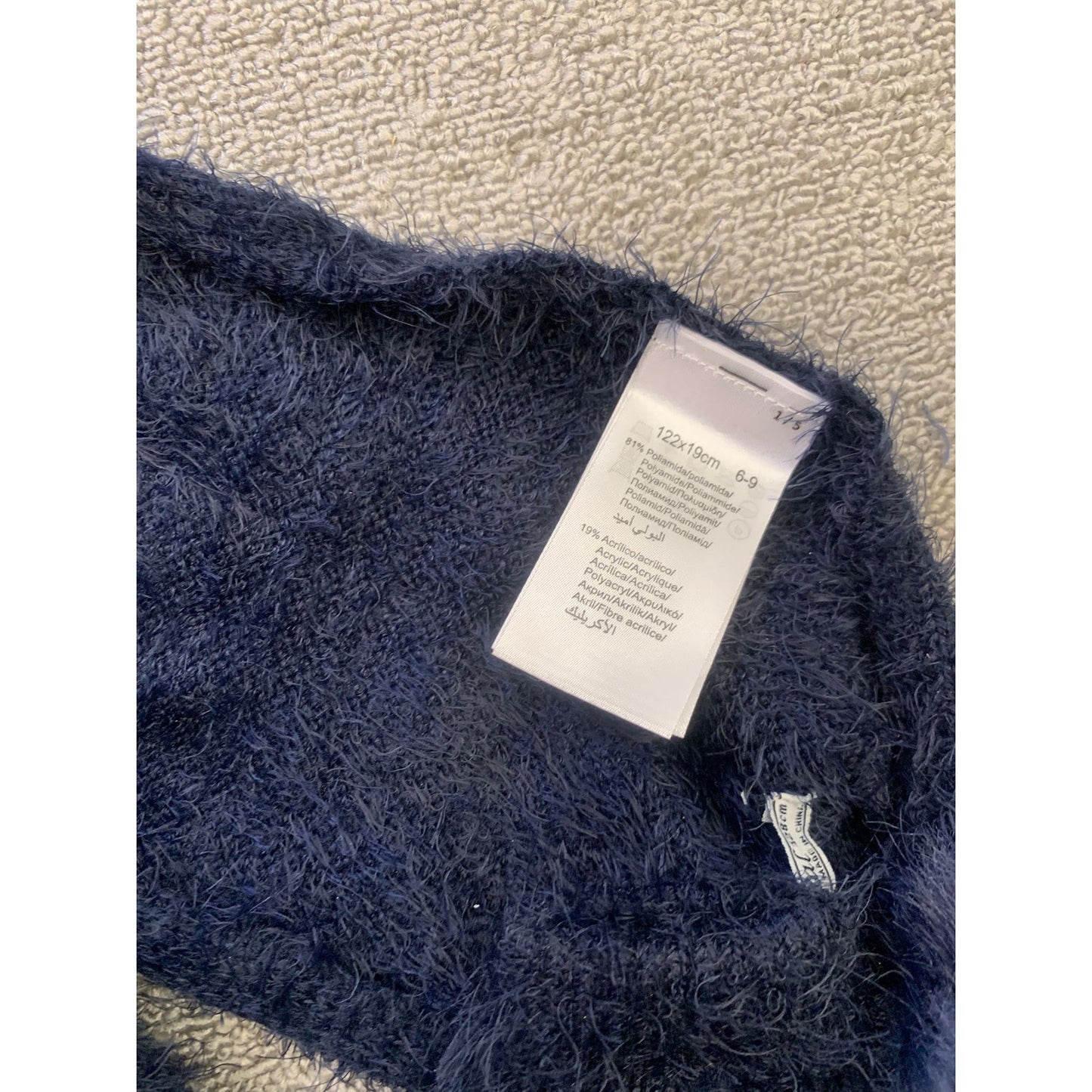 Mayoral Kids 6-9 3 in 1 Set Blue Fuzzy Pompom Hat Scarf Mitten New