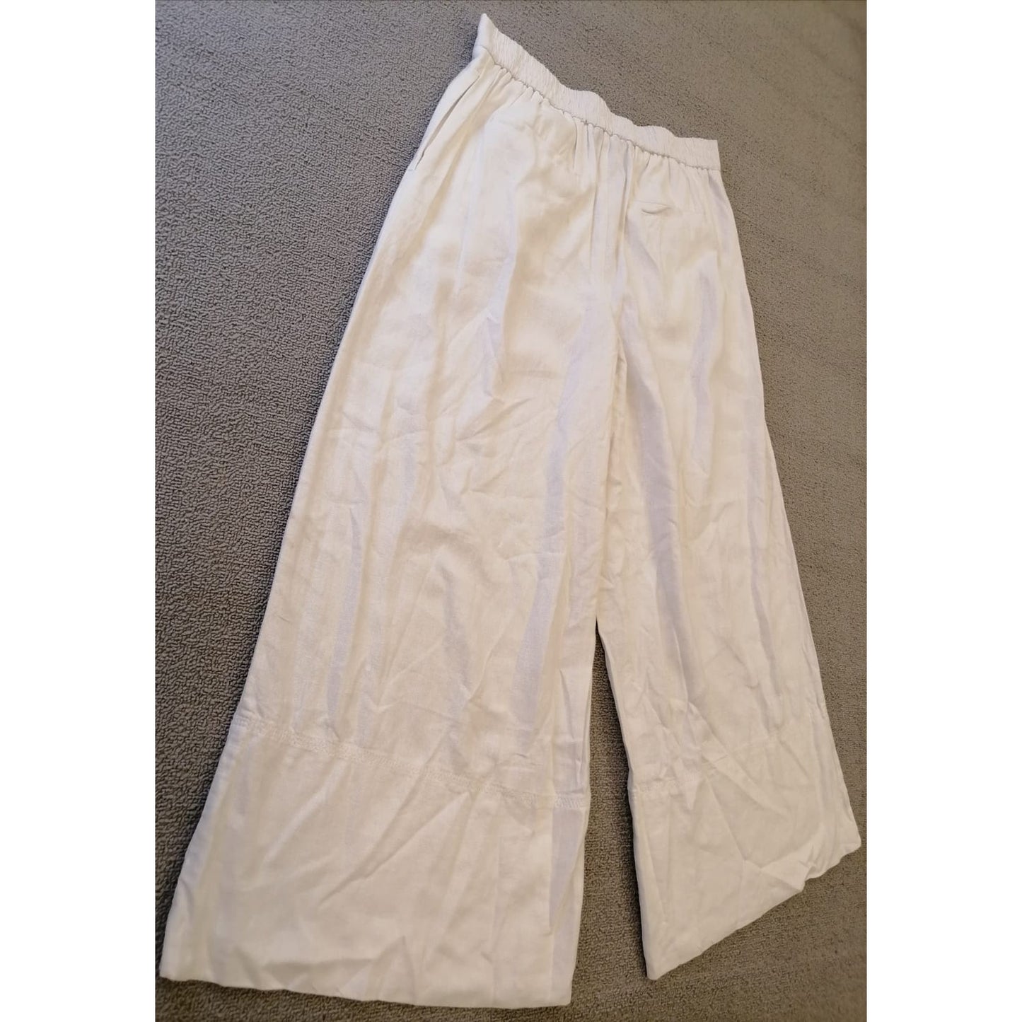 Banana Republic Linen Women's S/P White Wide Leg Pant Relaxed Fit Lightweight