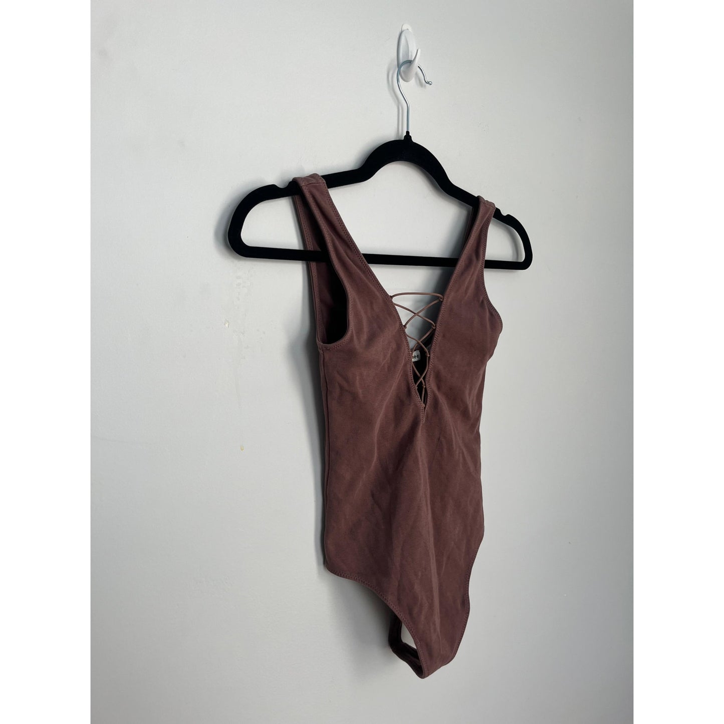 Wilfred Free Bodysuit Women XS Mauve Stretch Ribbed Open Back