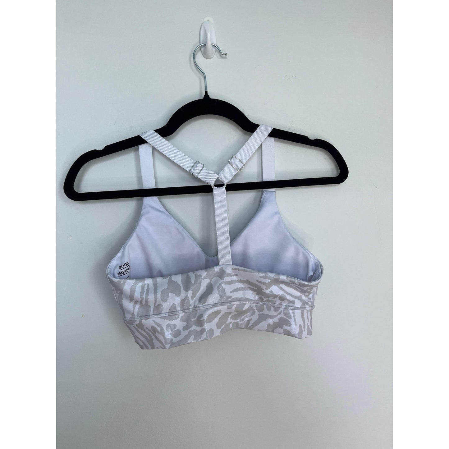 Good American Sports Bra Women Size 2 White Leopard Print Stretch Crossback