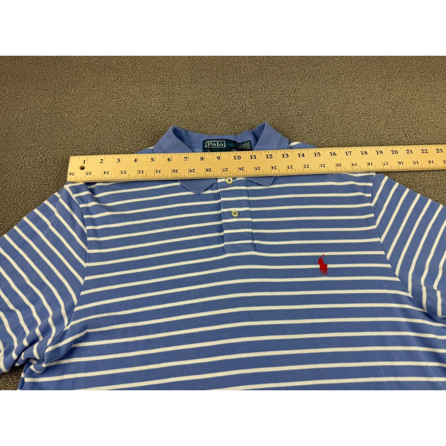 Polo By Ralph Lauren Mens XL Blue Striped Custom Fit Shirt