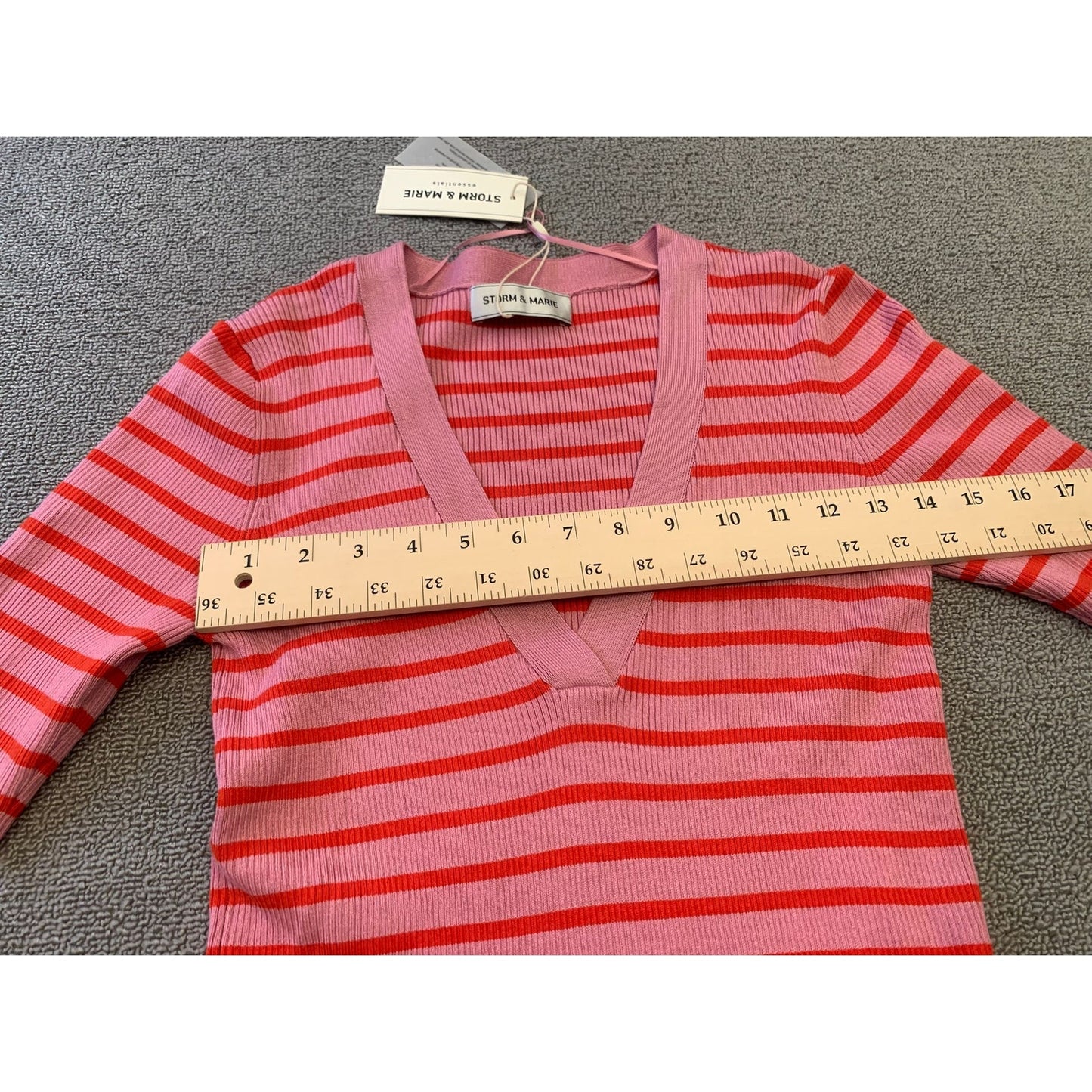 Storm & Marie Women's Large Pink Red Striped Knit Blouse