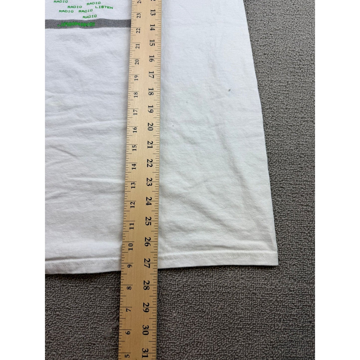 Lower Grand Radio Men's Large White Green Graphic Print Jamming Tshirt