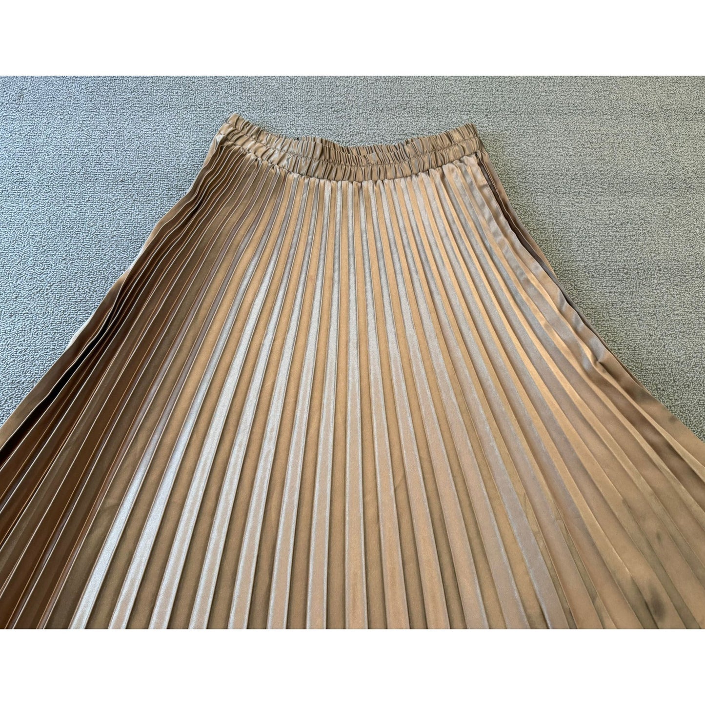 Merci Italia Women Small Pleated Midi Skirt Bronze Shimmer Flowy