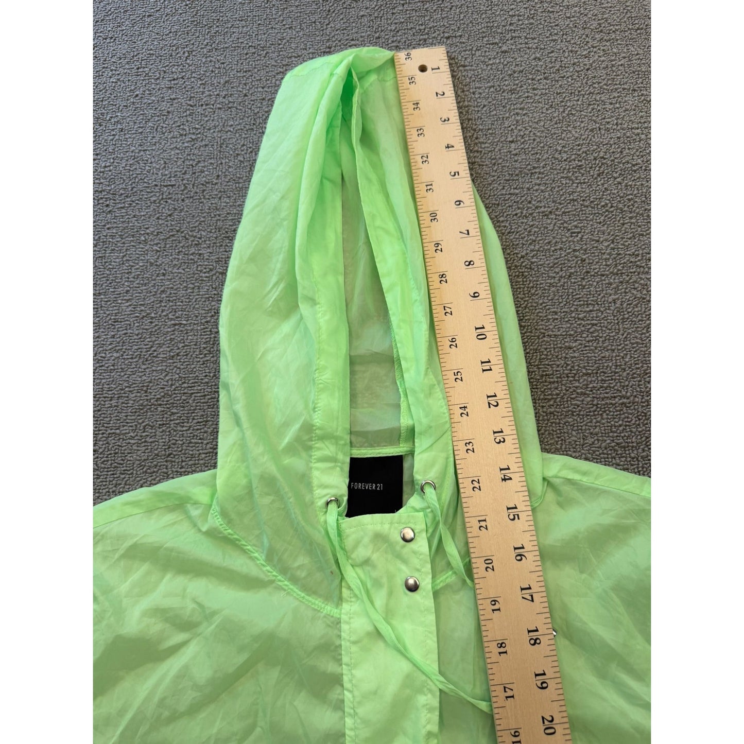 Forever 21 Women's Size S Neon Green Hooded Raincoat Trench Coat