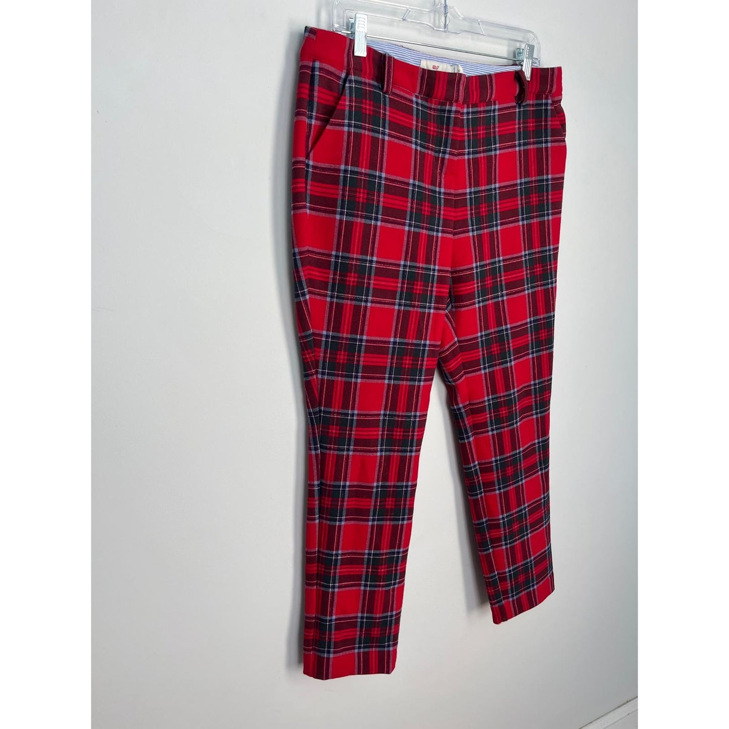 Vineyard Vines Plaid Pants Women Size 10 Red Tartan Straight Leg Preppy