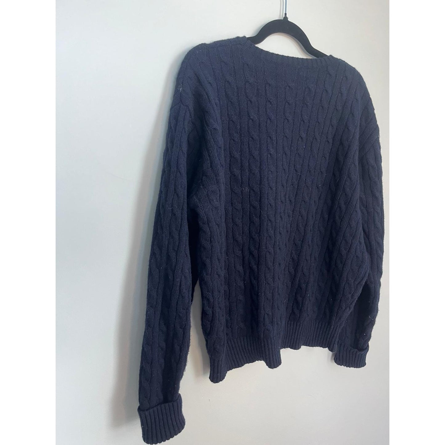 St George Cable Knit Sweater Men S Navy Blue Pullover Classic Winter