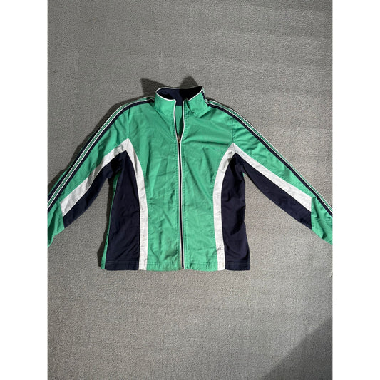 Green Navy Color White Turtleneck Jacket Women L Fall Athletic