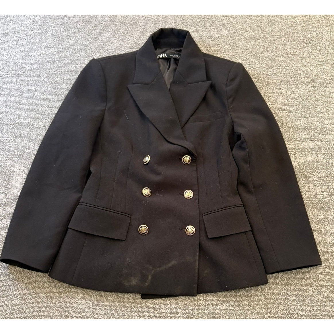 ZARA Women XS Black Double Breasted Blazer Black
