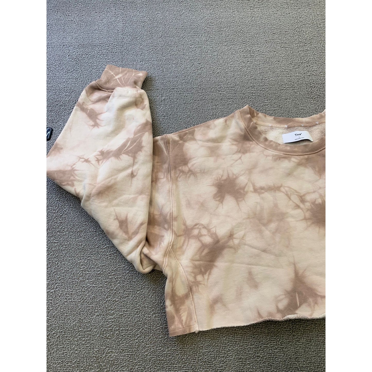 TNA Women Size 1 Brown Tie Dye Cropped Crewneck Sweatshirt