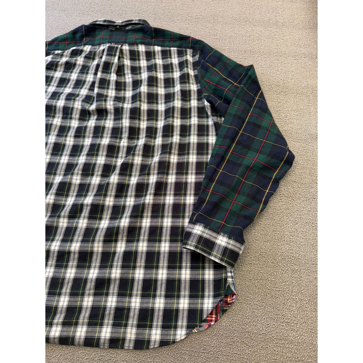 RALPH LAUREN Men's XXL Multi-Color Plaid Patchwork Flannel Shirt