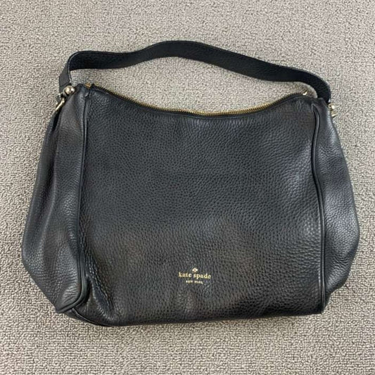 Kate Spade New York Shoulder Hobo Bag Women Black Cow Leather Pebbled Logo