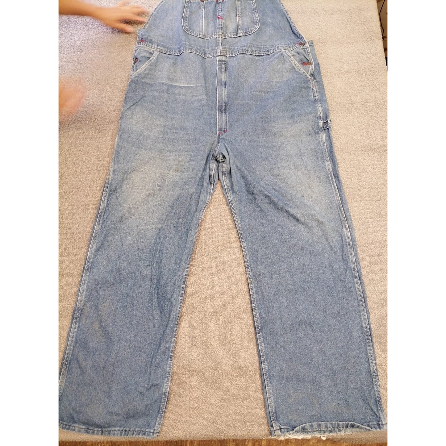 Dickies 44x32 Adult Male Light Wash Denim Bib Overalls Durable Workwear Apparel Men's