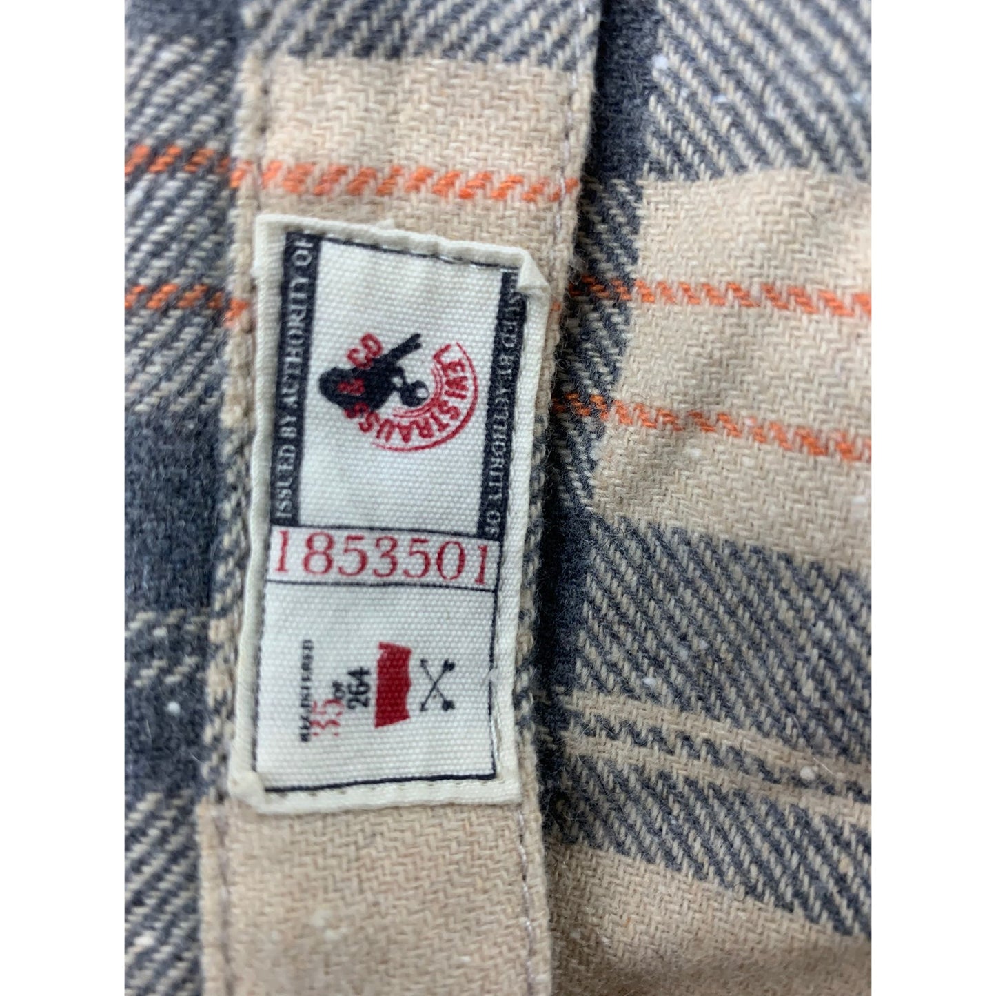 Levis Shirt Men's XL Beige Tan Plaid Flannel Wool Blend Button Up Shacket