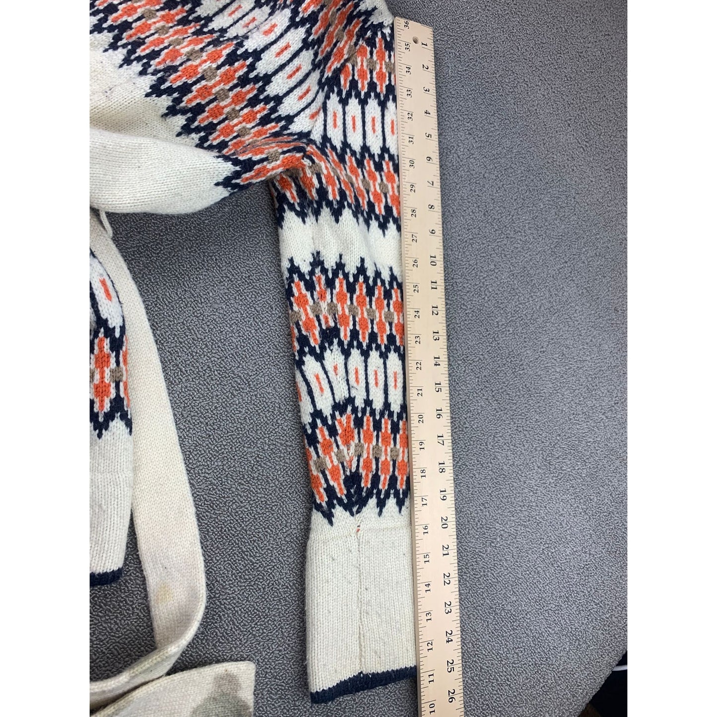 Lucky Brand Women Small White Multicolor Wool Blend Geometric Sweater Coat