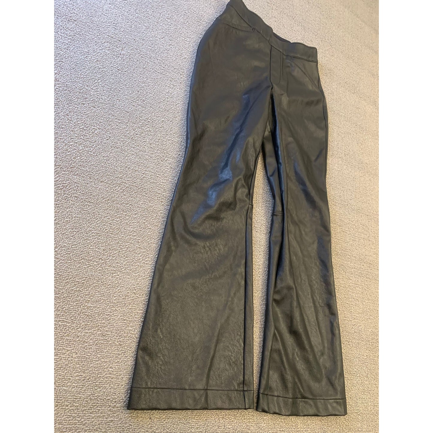 Spanx Women XS Black Faux Leather Flare Leggings
