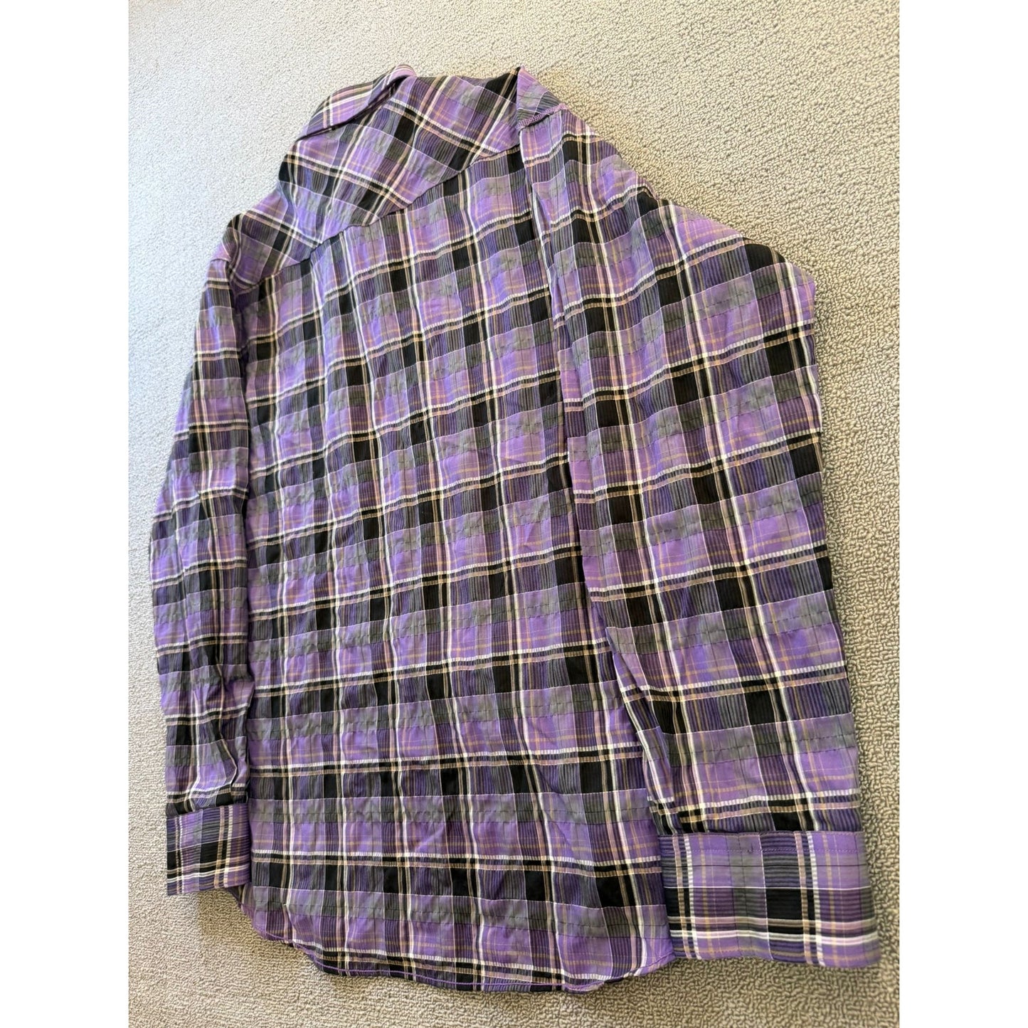 BUGATCHI Men's XL Purple Plaid Flannel Shirt - Shaped Fit Casual Top