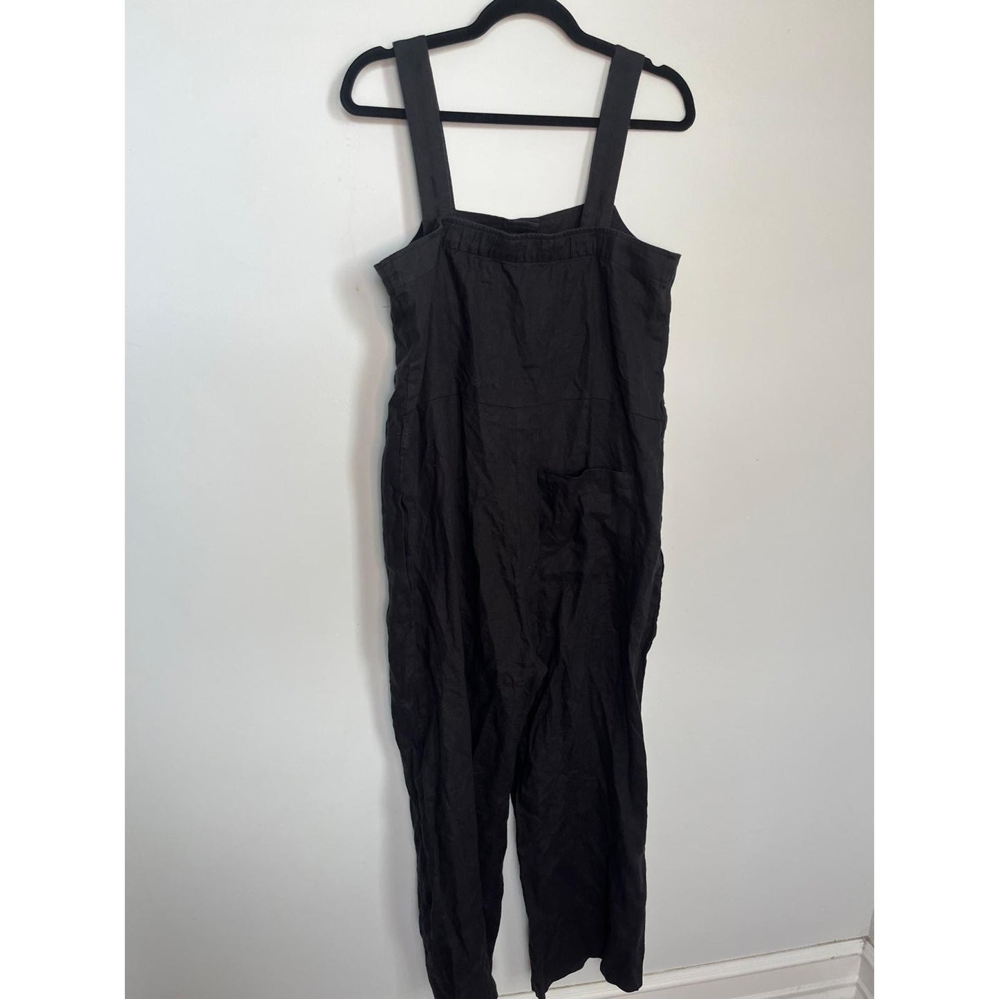 Everlane Linen Overalls Women 4 Black Wide Leg Jumpsuit