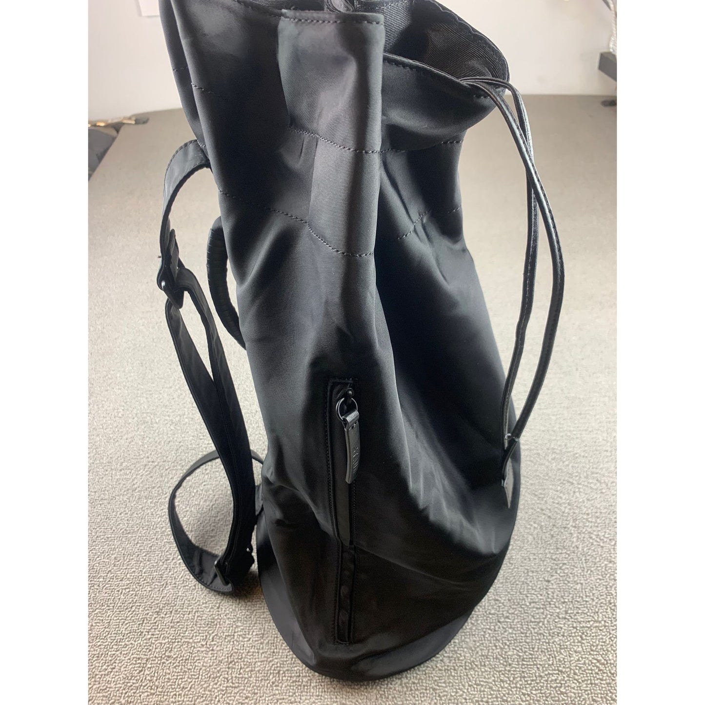 Staud Felix Men's Black Nylon Bag With Strap and handle. Drawstring