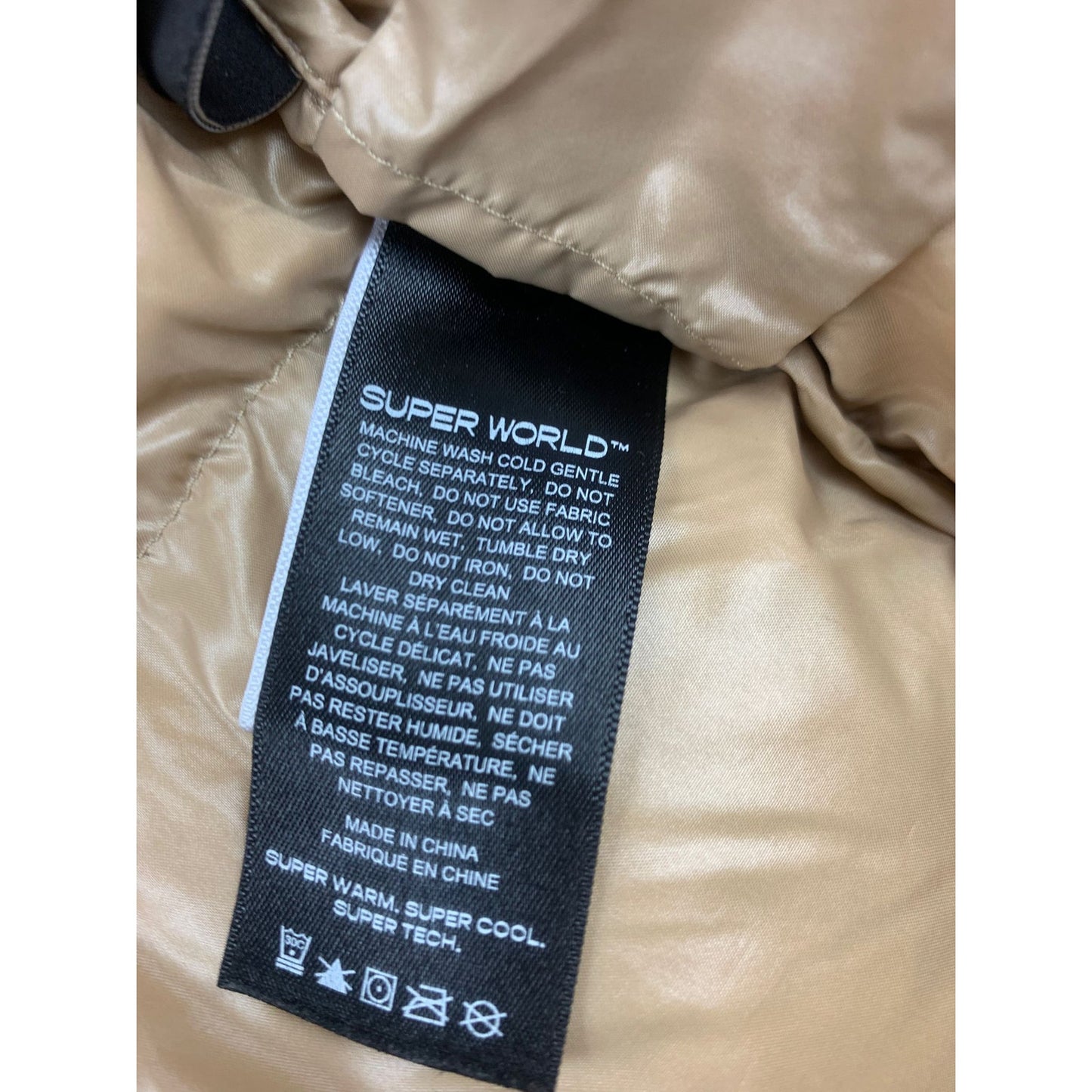 Aritzia The Super Puff Womens Large Tan Hooded Quilted Puffer Down Coat