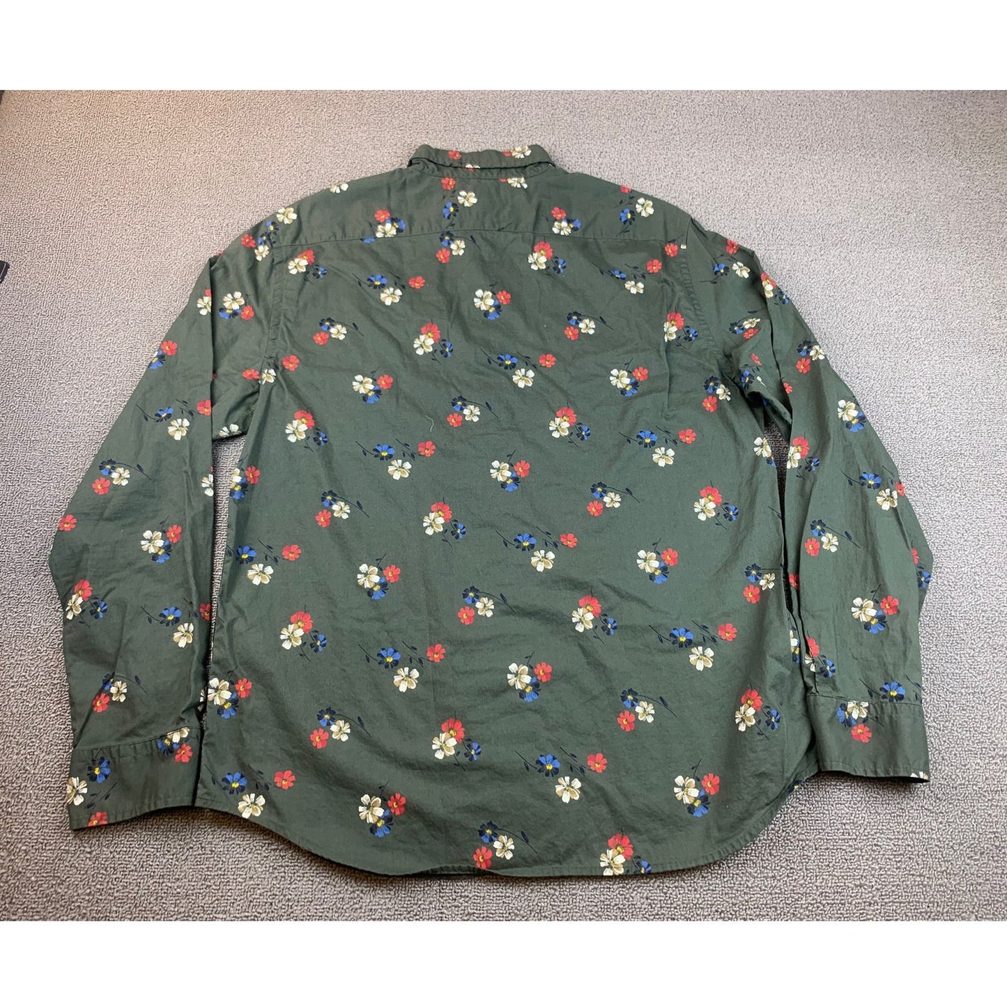 BANANA REPUBLIC Large Green Floral Untucked Fit Long Sleeve Button Down Shirt