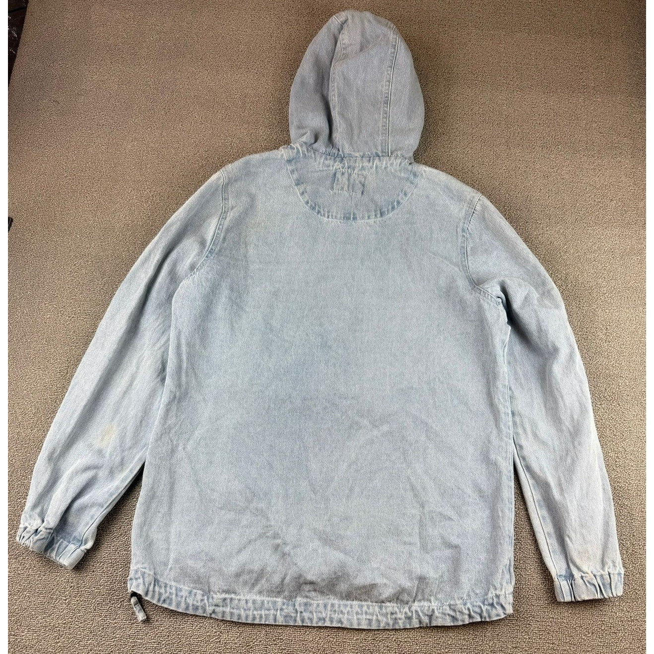 Cotton On Denim Anorak Men's Size Medium Light Wash Hooded DIY Heart Patch