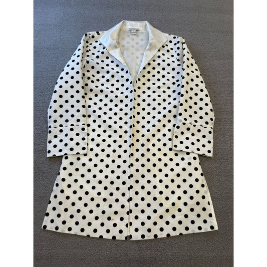 GRACE CHUANG Women's Small Polka Dot Duster Jacket Coat S White Black