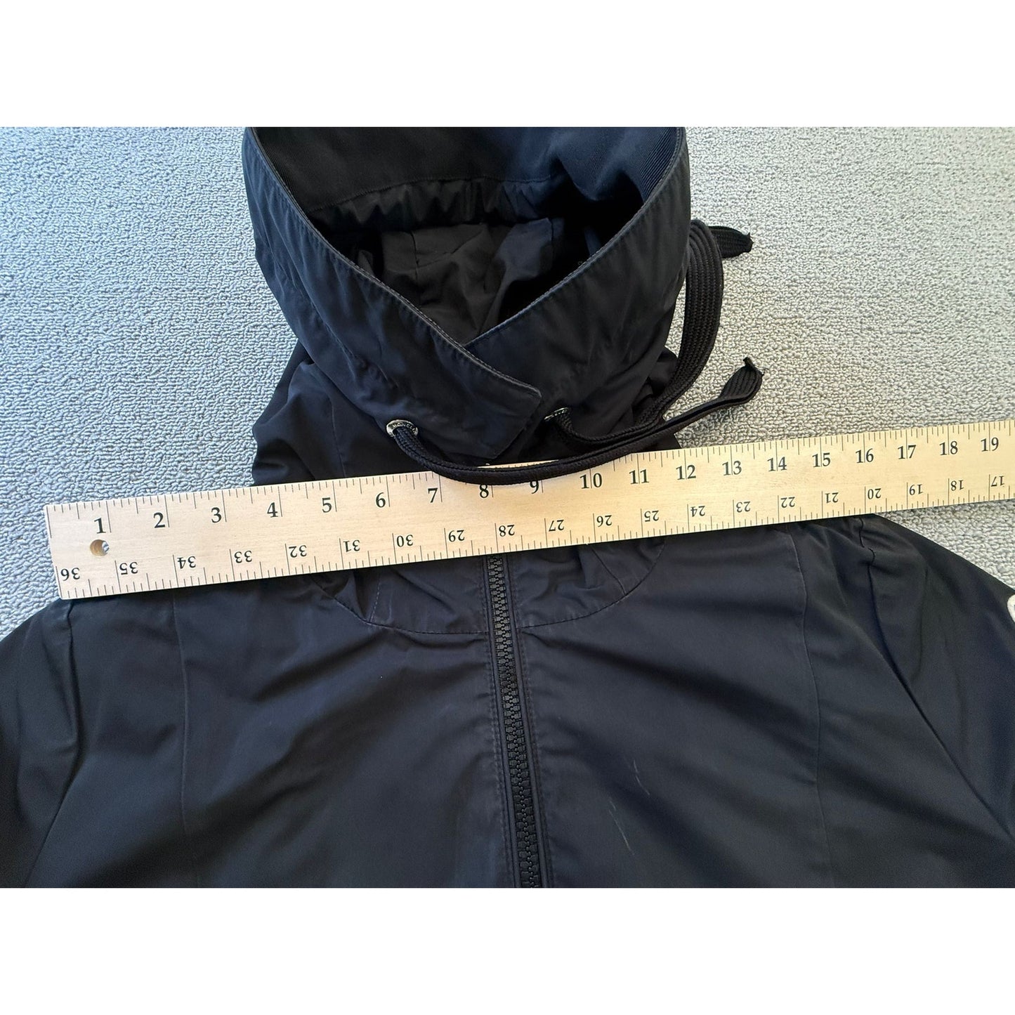 Moncler Size 3 Hooded Full Zip Jacket Black Rain Coat