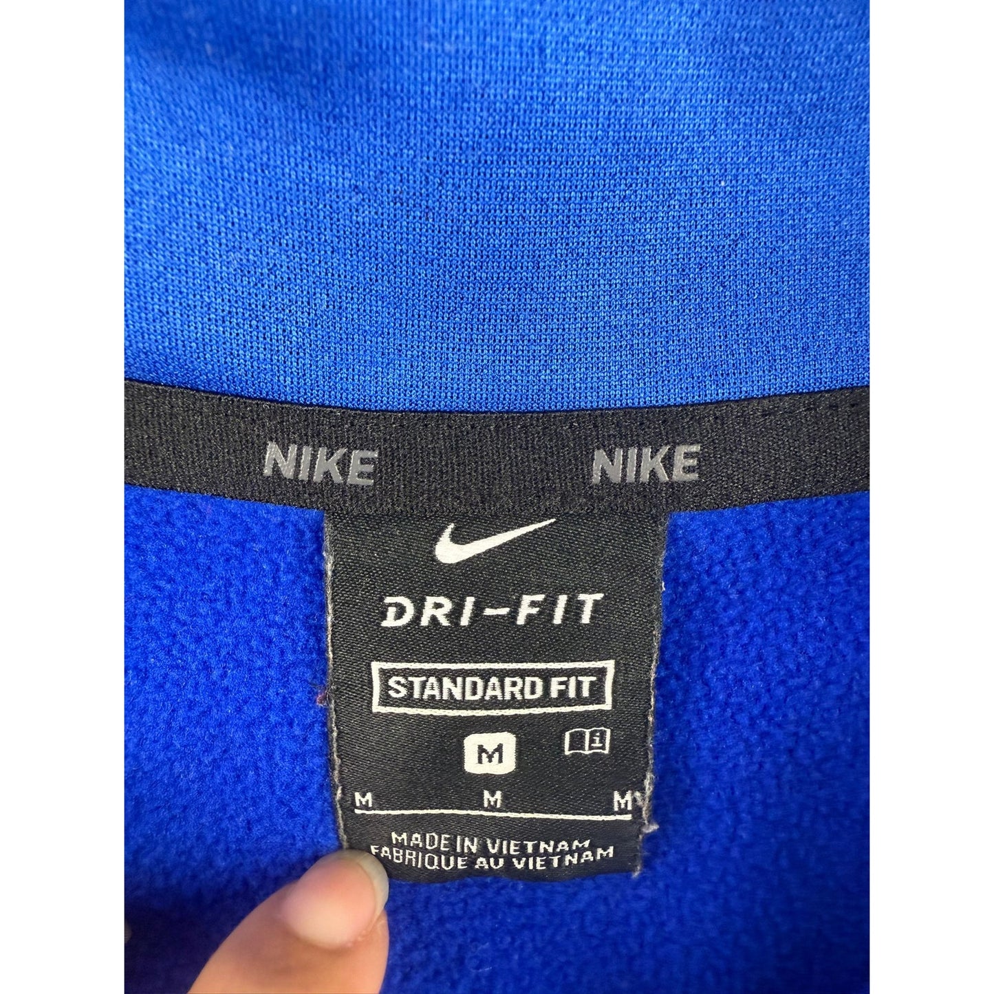 Nike Dri Fit Quarter Zip Pullover Men's M Royal Blue Kangaroo Pocket Vietnam