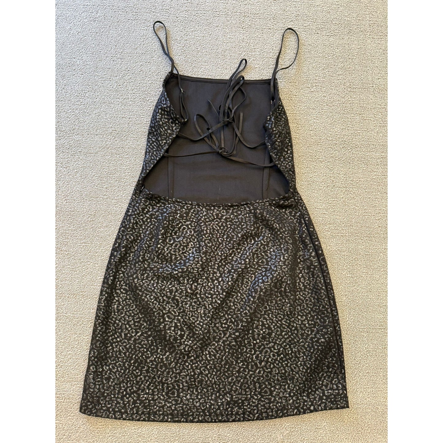 Urban Outfitters Female S P Black Metallic Animal Print Spaghetti Strap Dress