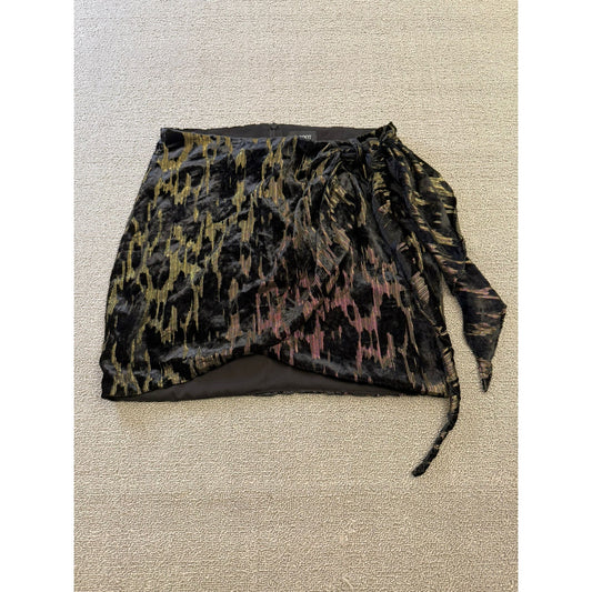 BARDOT Women's Small 6 Black Lurex Leopard Mini Skirt