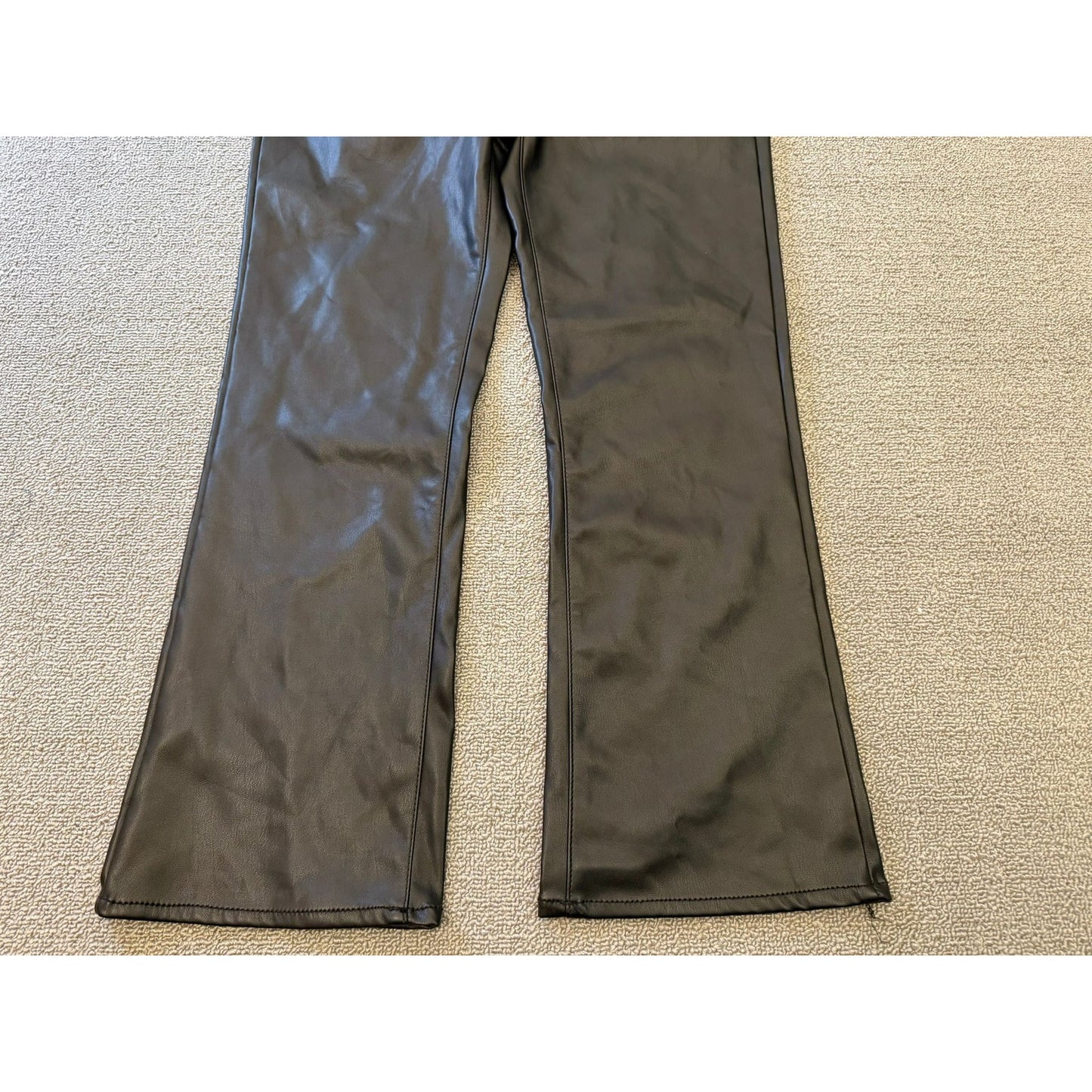 ZARA Women's Size 6 Black Faux Leather Mini Flare Pants