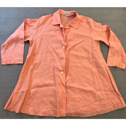 Salvatore Ferragamo Womens Linen Salmon Peach Button Jacket/Shirt