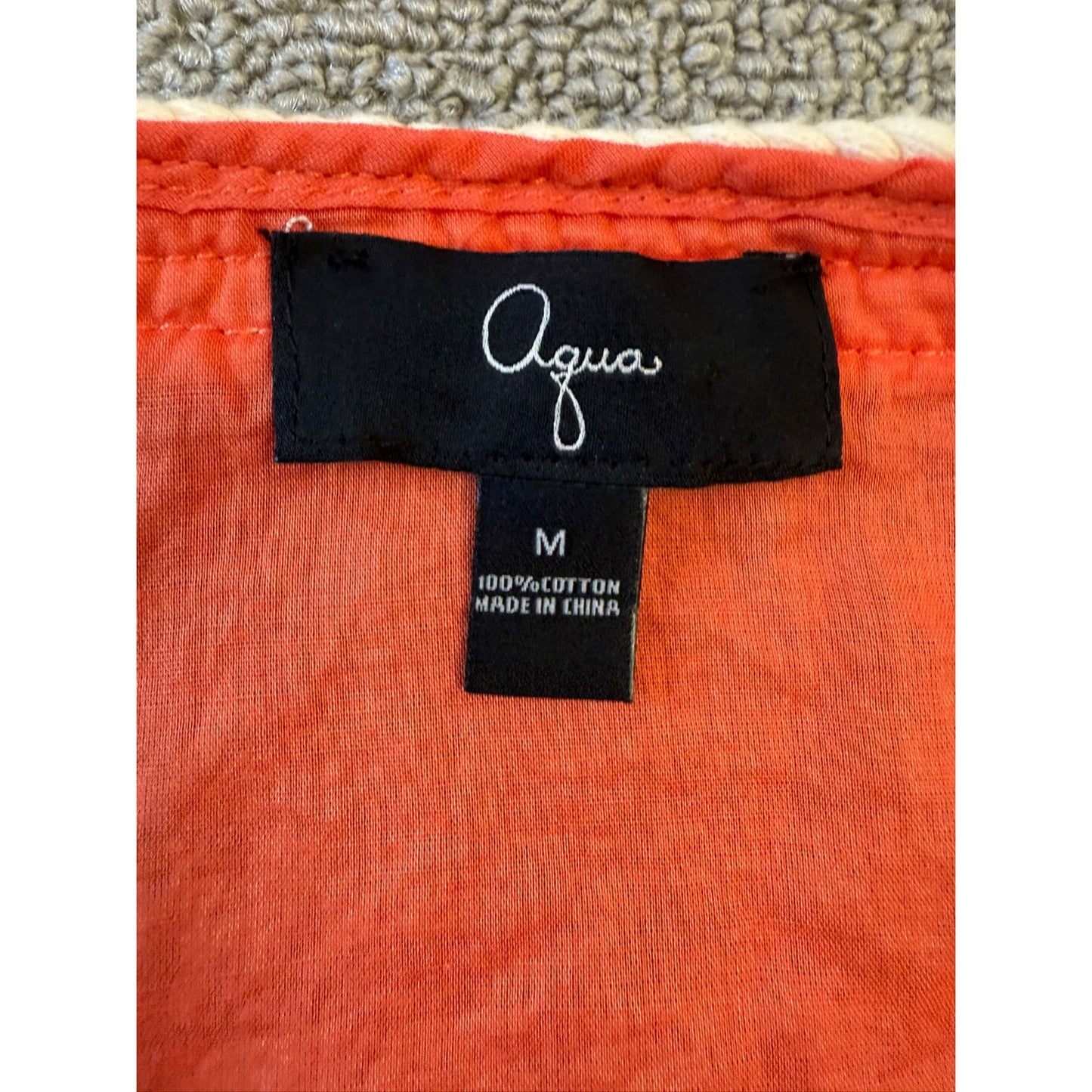 Aqua Woman Medium Orange Tunic Dress Crochet Trim