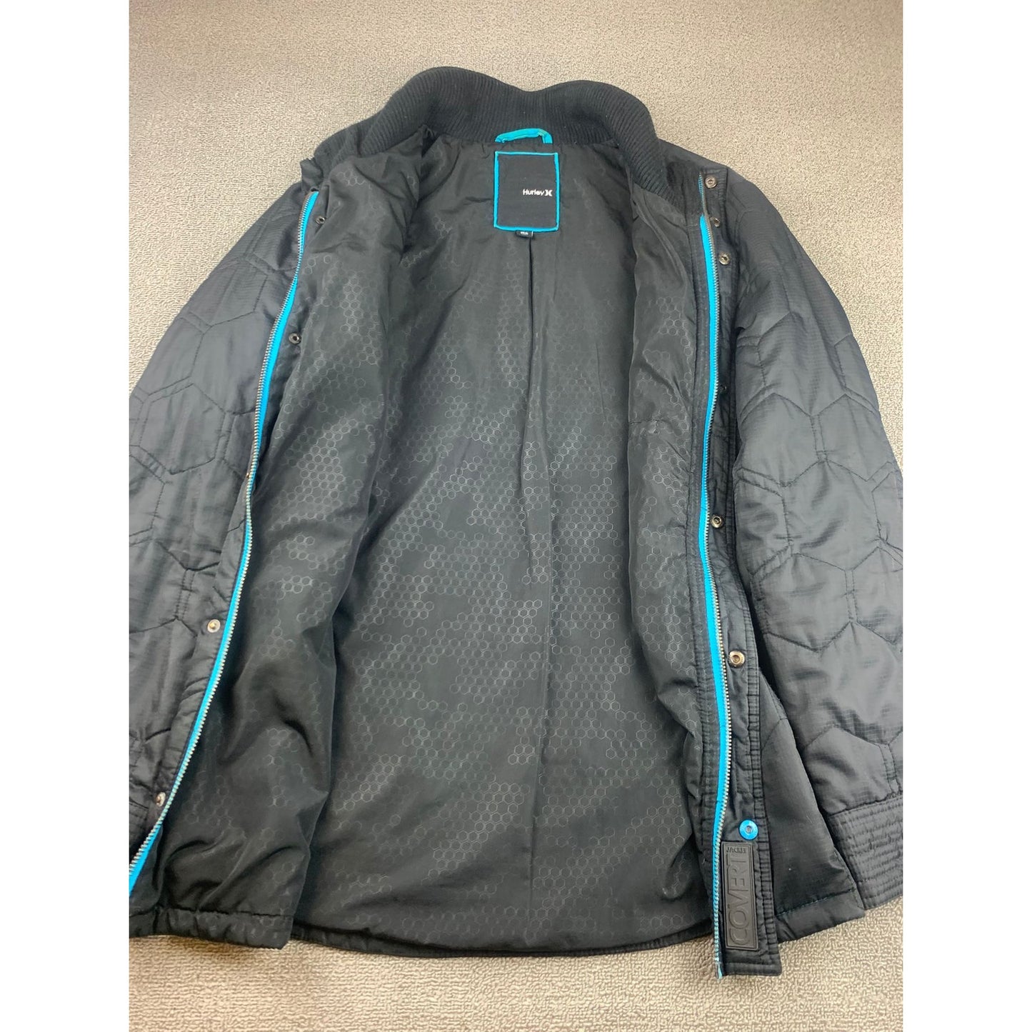 Hurley Men's XL Covert Black And Blue Quilted Jacket